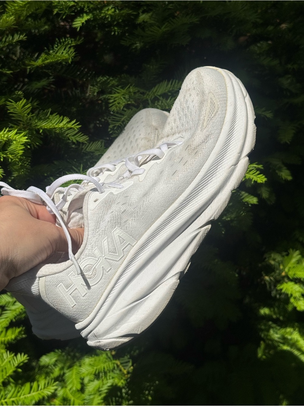 Hoka Women's All-White Road Running CLIFTON 9 Sneakers - Picture 2 of 13